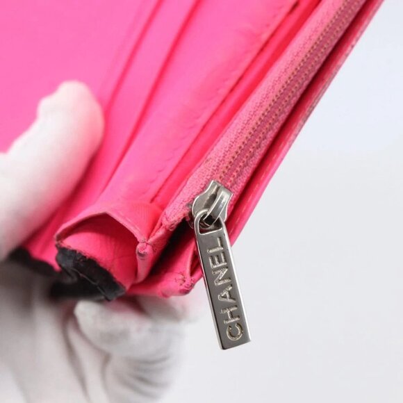 CHANEL Matelasse Cambon Line Long Wallet Calf Skin Black Silver CC Auth 147683 - Picture 10 of 16